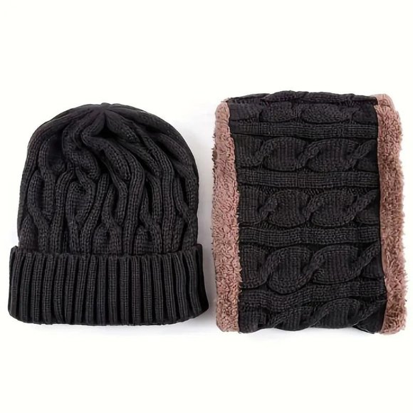 New Unisex Winter Thickened Windproof Knitted Brimles 3 Pcs - Picture 2 of 3